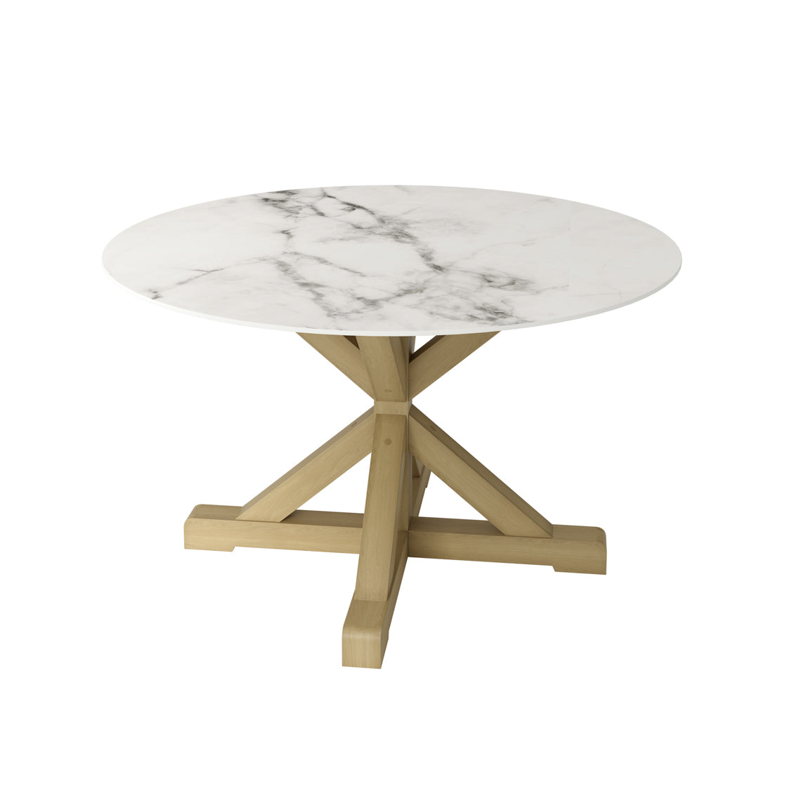 Napa Latte Wood & White Marble Round Dining Table | 4 Seater